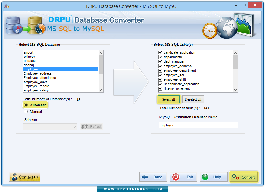 DRPU Conversion Software - MS SQL to MySQL Screenshot