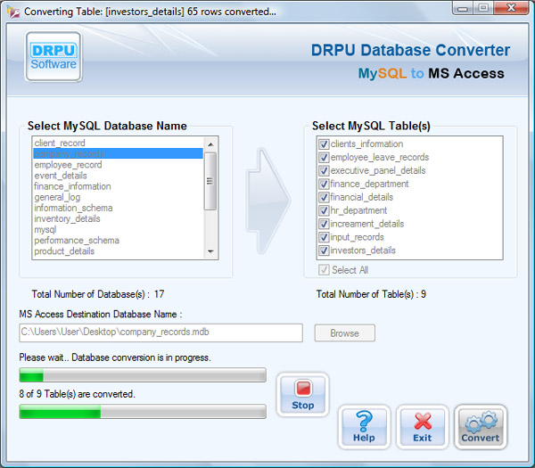 MySQL to MS Access Database Converter Software Step 3