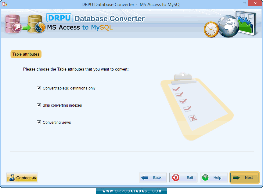 Choose table attributes