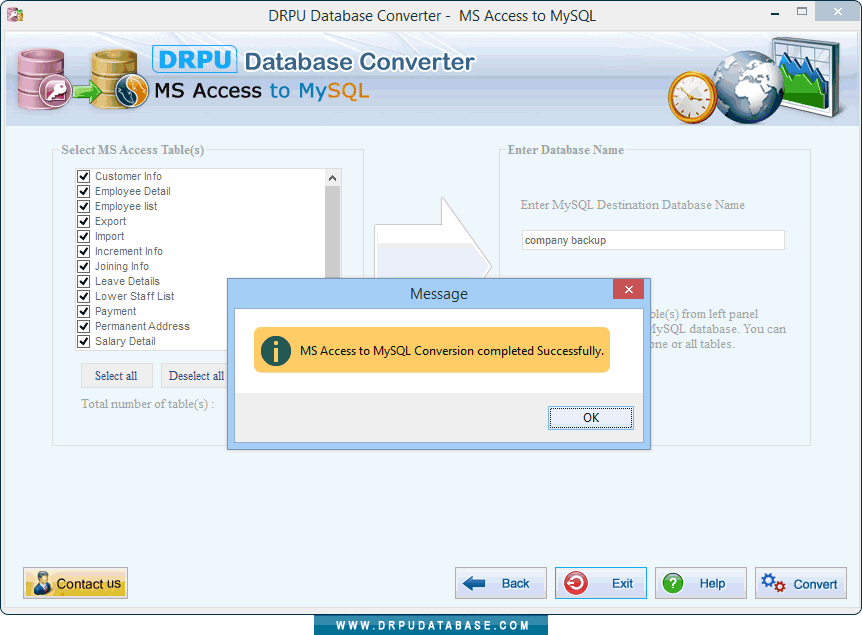 DB conversion completed successfully