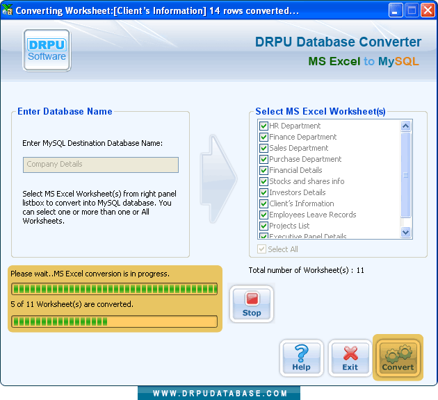 Progress of DB conversion process