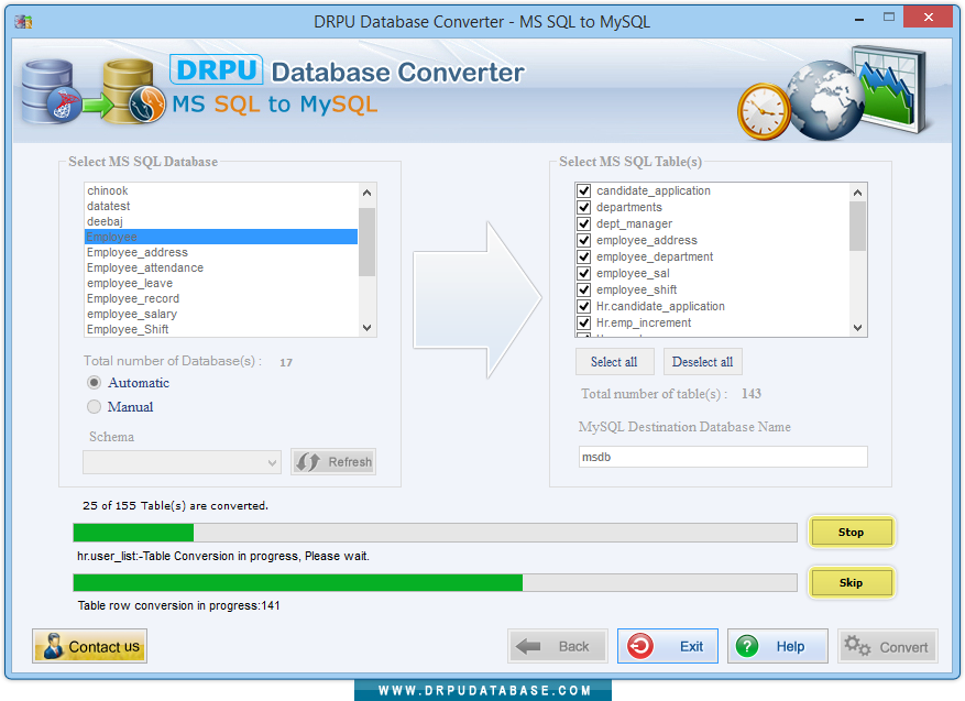 DB conversion process