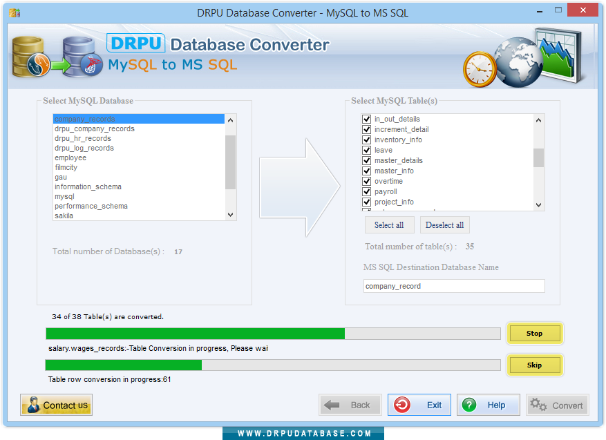 DB conversion process is going on