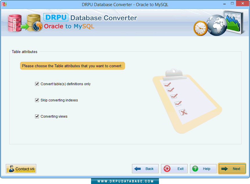 Choose Table attributes