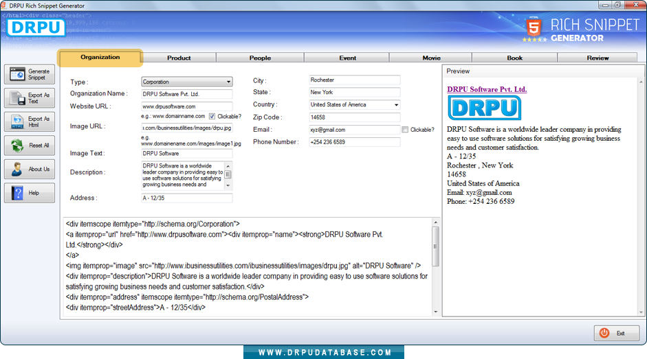 DRPU Rich Snippet Generator Software Screenshot